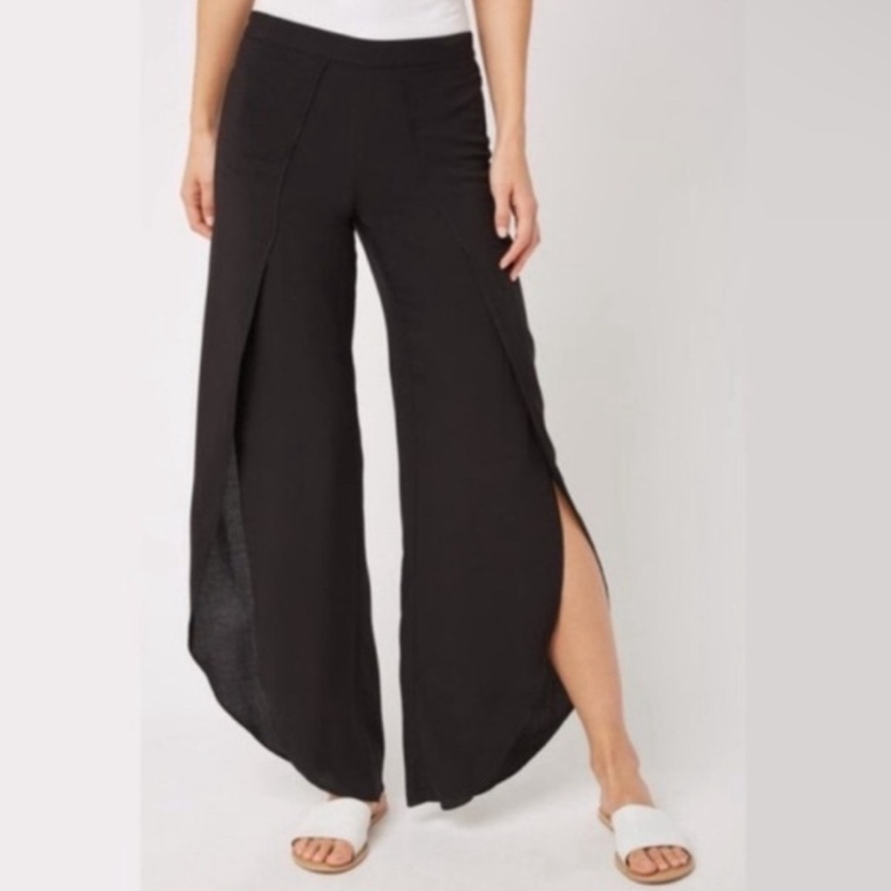 Anthropologie Drew Black High Waisted Split Pants
